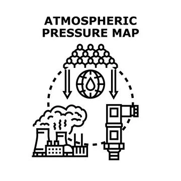 Atmospheric pressure map concept measuring environmental impact Illustrazione stock