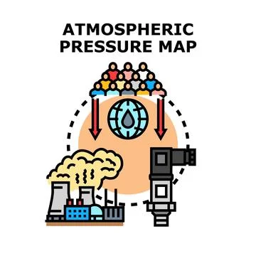 Atmospheric pressure map concept measuring environmental impact Stock Illustration