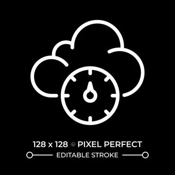 Atmospheric pressure white linear icon for dark theme Stock Illustration