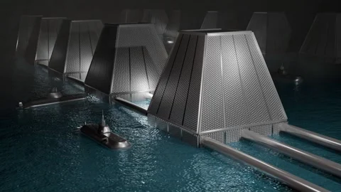 Atmospheric processors on ocean. 3d animation rendering Stock-Footage 258450084