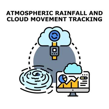 Atmospheric rainfall and cloud movement tracking technology イラスト素材