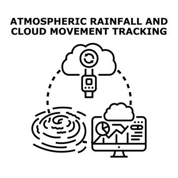 Atmospheric rainfall and cloud movement tracking technology Stock Illustration