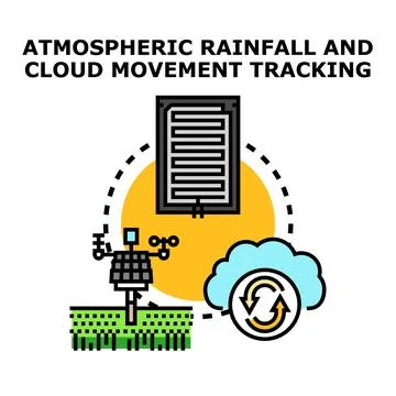 Atmospheric rainfall and cloud movement tracking system Stock Illustration