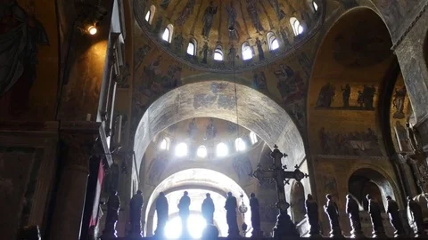Atmospheric shot, interior, St Marks, Venice. Stock Footage 70070100