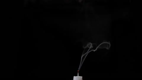 Atmospheric smoke effect isolated on black background. White smoke slowly Video stock 142755342