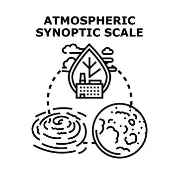Atmospheric synoptic scale environmental impact weather concept Stock Illustration