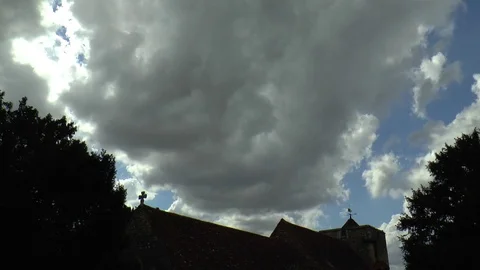 Atmospheric Time Lapse Clouds over Church Video stock 99938385