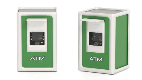 ATMs isolated on white background. 3D illustration Stock Illustration
