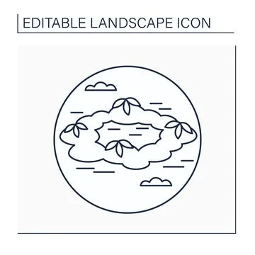 Atoll line icon Stock Illustration