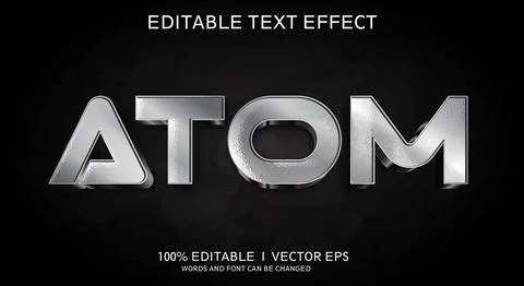 Atom 3d vector text effect with modern style design Stock Illustration