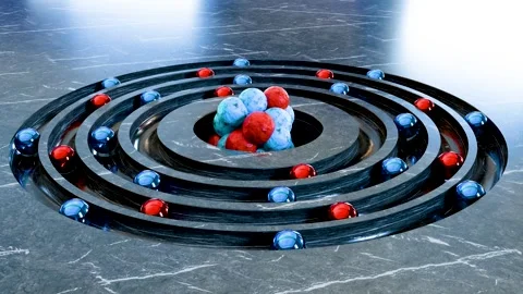 Atom anatomy, Atomic model or structure ,electrons orbiting the nucleus Video stock 326048936