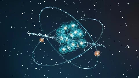 Atom anatomy, Atomic structure , electrons orbiting the nucleus particles Video stock 325993677