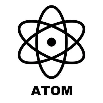 Atom and Atom Logo. Vector. Stock Illustration
