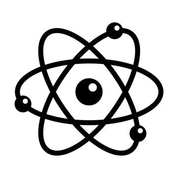 Atom and electron silhouette icon. Vector. Stock Illustration