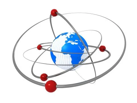 Atom and electrons 3d illustration Stock Illustration