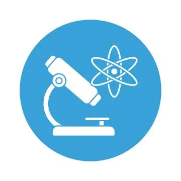 Atom and microscope block style icon vector design Illustrazione stock