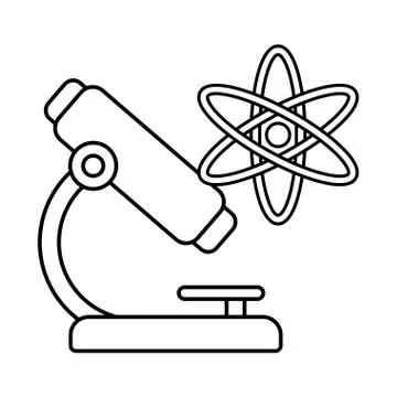 Atom and microscope line style icon vector design Illustrazione stock