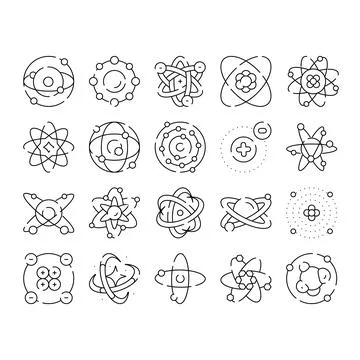 Atom and molecule structures vector line icons Stock Illustration