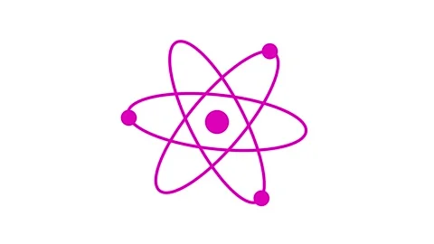 Atom animation loopable pink color in white background Stock Footage 267966575