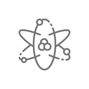 Atom, atomic energy line icon. Isolated on white background Illustrazione stock