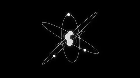 Atom black and white schematic animated representation background loop Video stock 118251833
