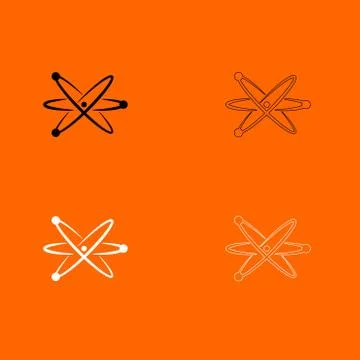 Atom  black and white set icon . Stock Illustration