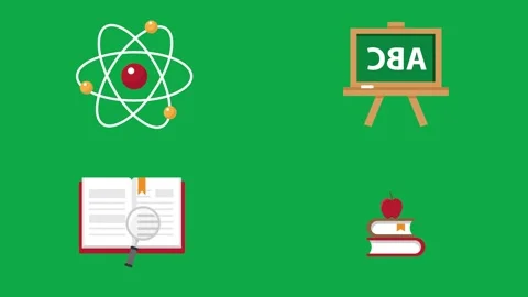 Atom Blackboard Research Apple animation on green screen 3d clay model perfect Stock Footage 334704122