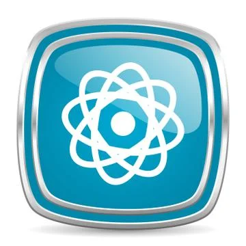 Atom blue glossy icon Stock Illustration