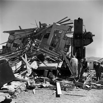 Atom Bomb Blast: After a nuclear weapon test., Nevada, USA Stock Photos