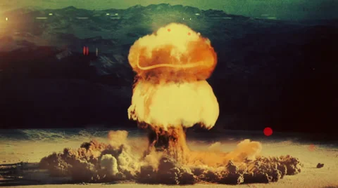 An atom bomb detonates Stock Footage 33228396