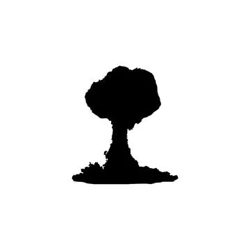Atom bomb icon. Simple style no war poster background symbol. Atom bomb bra.. Stock Illustration