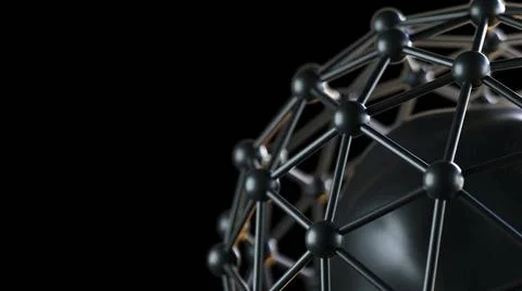 Atom in cell made of electrons Molecular 3d render of structure of nucleus... Stock Photos