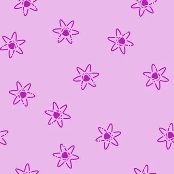 Atom chemistry glyph vector seamless pattern Stock Illustration