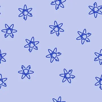 Atom chemistry line vector seamless pattern Stock Illustration