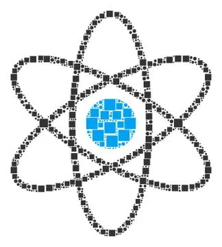 Atom Collage of Squares and Circles Stock Illustration
