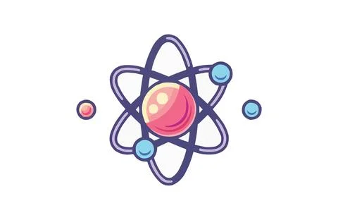 Atom color icon vector, isolated on white background. Beautiful atom icon. Stock Illustration