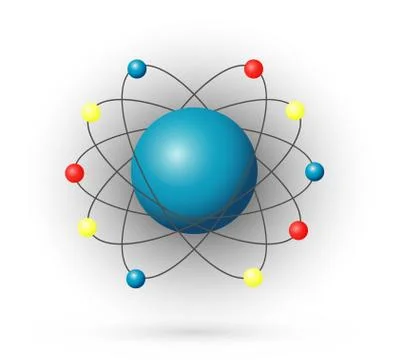Atom, color model with electrons and nucleus Stock Illustration