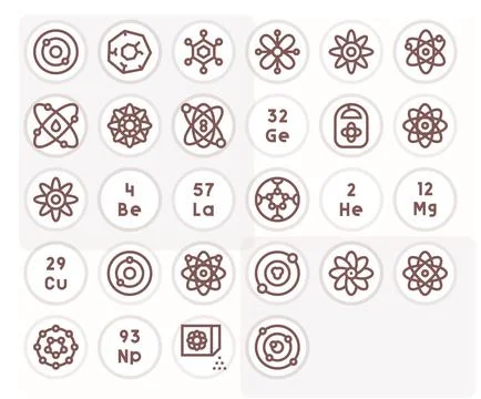 Atom Complete Vector Package with 28 High Resolution Bold Line Display Perf.. 스톡 일러스트