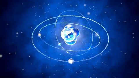 Atom core with orbiting particles Illustrazione stock