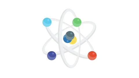 An atom depicted with vibrant spheres, symbolizing protons, neutrons, and e.. 스톡 동영상 332457852