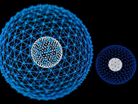 Atom digital 3D illustration. Illustrazione stock