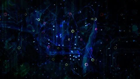 Atom Electron Particles and Abstract Circuits 스톡 일러스트