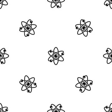 Atom with electrons pattern seamless black イラスト素材