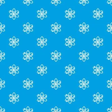 Atom with electrons pattern seamless blue 스톡 일러스트