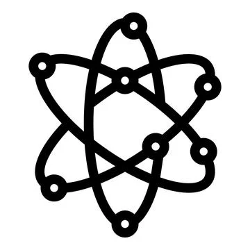 Atom electrons rotating around nucleus physics concept Stock Illustration