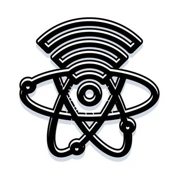 Atom emitting wireless signals representing future technology Illustrazione stock