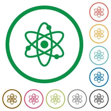 Atom flat icons with outlines Stock Illustration