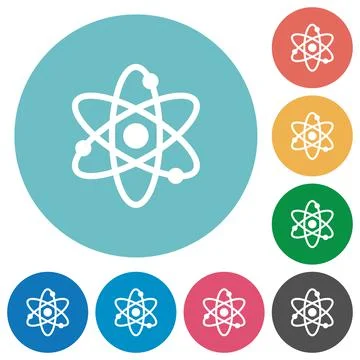 Atom flat round icons Stock Illustration