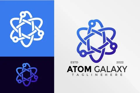 Atom Galaxy Logo Design Vector illustration template 스톡 일러스트