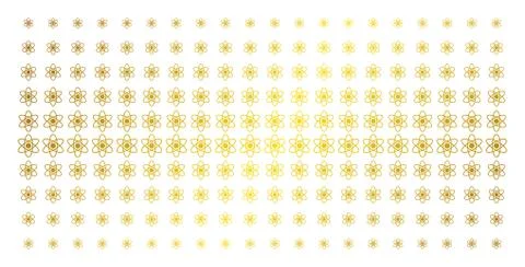 Atom Golden Halftone Array Illustrazione stock